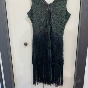 20’s style dark green flapper dress